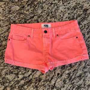 Pink by VS neon orange denim shorts size 4